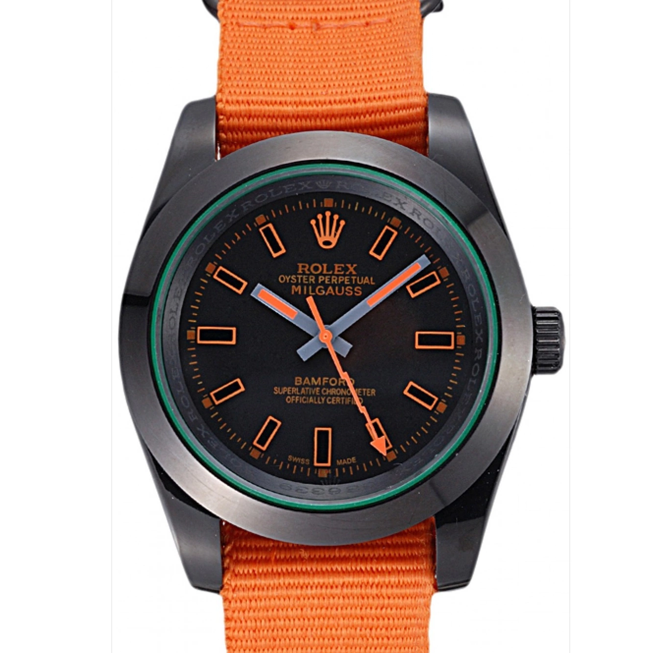 Aaa replica watch Milgauss Strap Rolex Bamford Orange Nylon 622003 0514